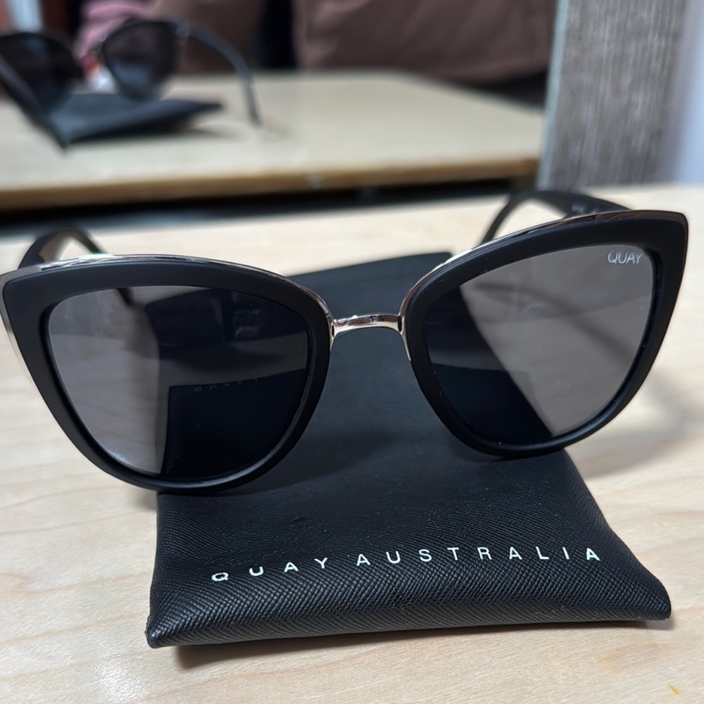 Quay Australia Black Cat-Eye Sunglasses